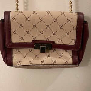 Nine West tan and burgundy bag
